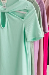 BiBi Rib Knit with Cut Out and Front Twist Detailed Top OutfitFlow